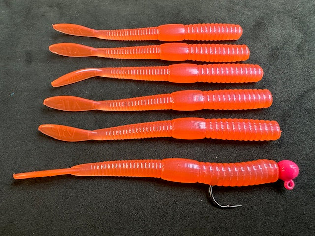 4" (Salmon Haze) Steelhead Worms (6 Pack)