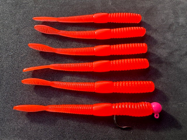 4" (Salmon Roe) Steelhead Worms (6 Pack)