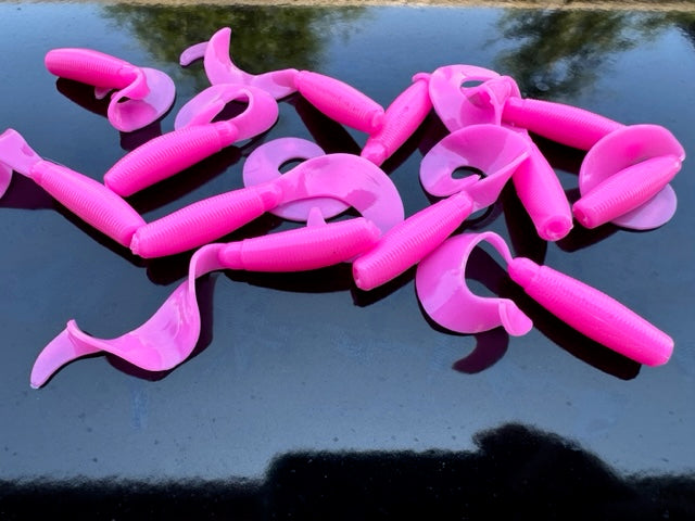 4" "Pink" Curly Tail (12 Pack)
