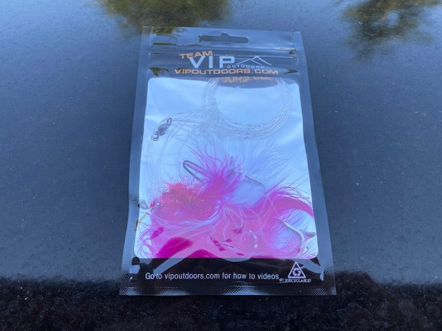 VIP Triple Hook Shrimp Flies "Pink/White" (80lb)