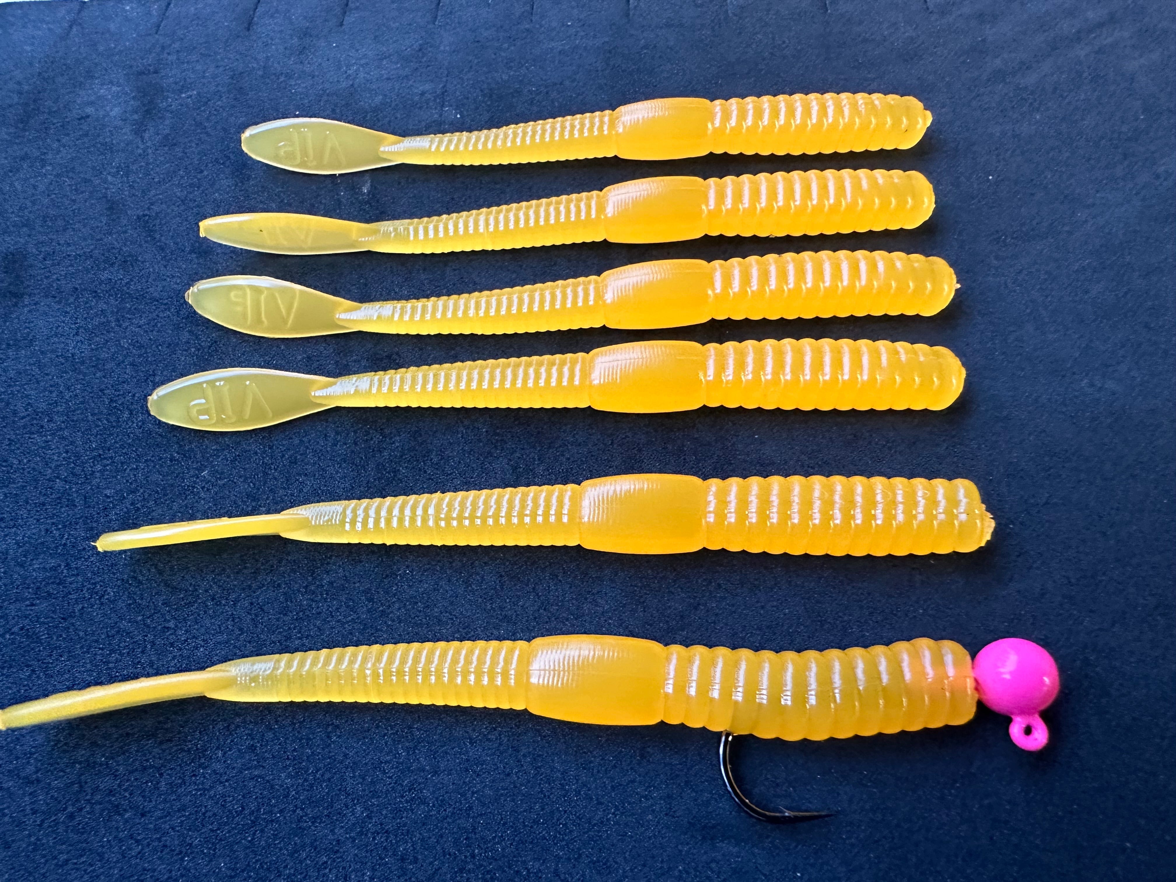 4" (Nat Orange) Steelhead Worms (6 Pack)