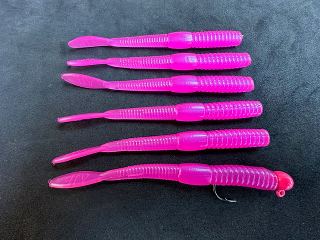 4" (Clack Cerise) Steelhead Worms (6 Pack)