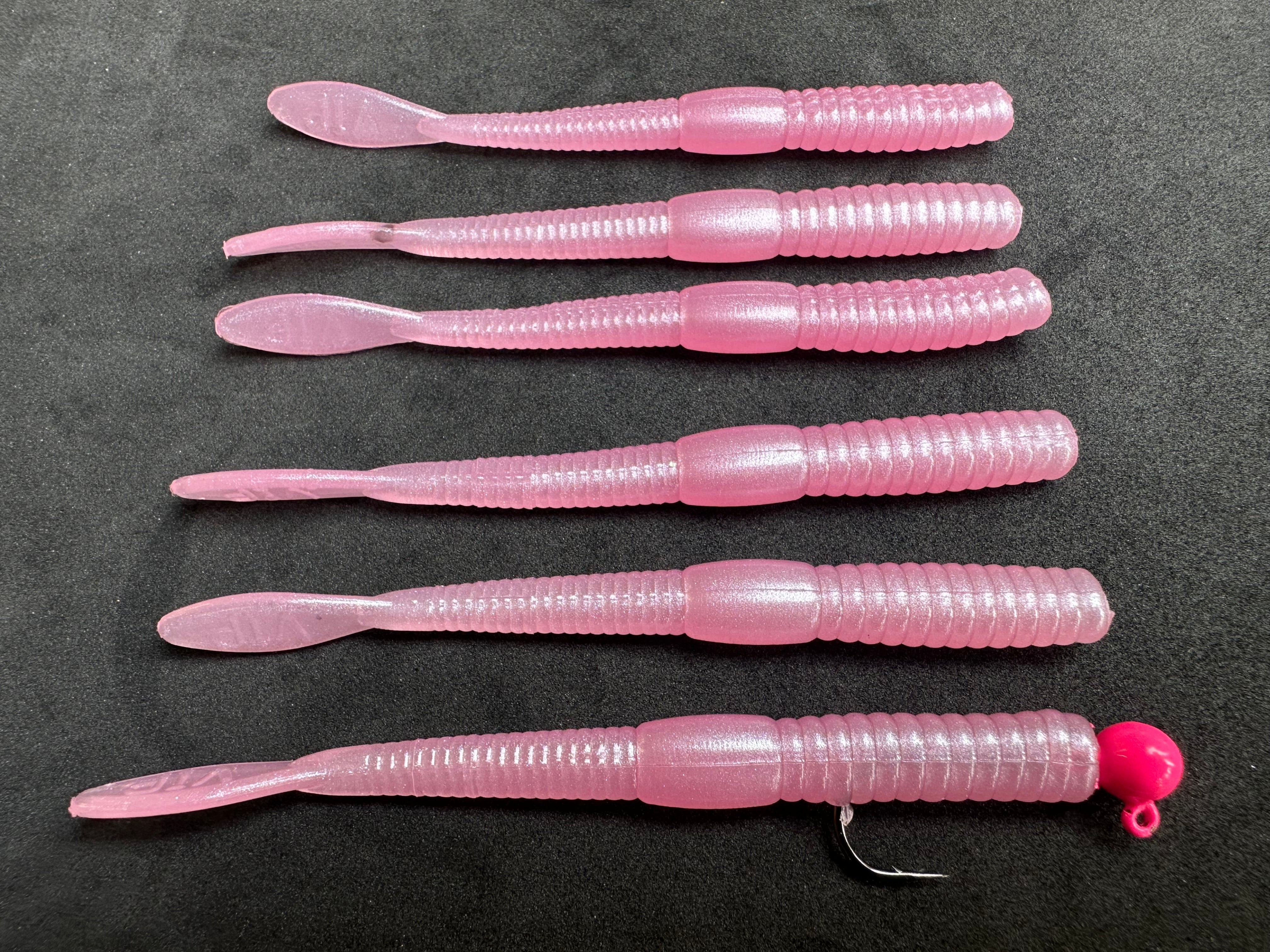 4" (Pink Fuzz) Steelhead Worms (6 Pack)