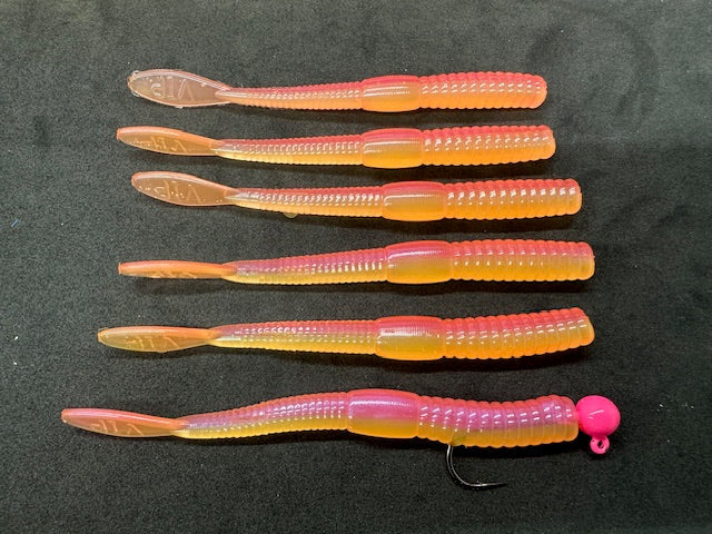 4" (Happy Clown) Steelhead Worms (6 Pack)