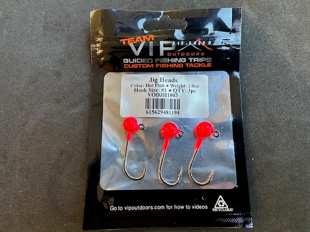 1/8 oz HOT PINK Jig Head. #1, 2x Strong Hook (3PK)