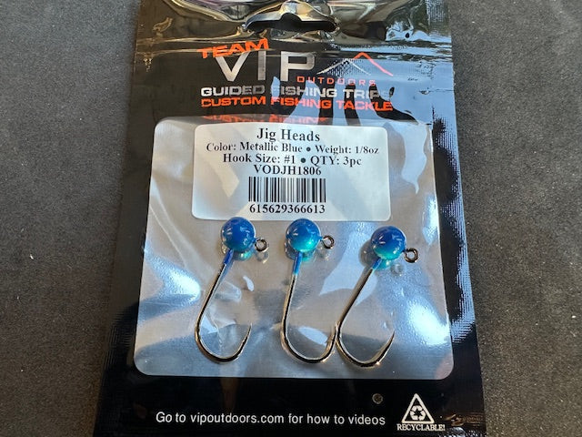 1/8 oz BLUE Jig Head. #1, 2x Strong Hook (3PK)
