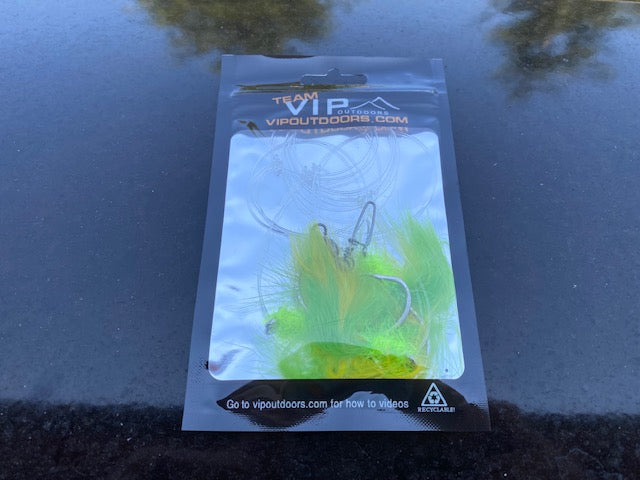 VIP Triple Hook Shrimp Flies "Yellow/Green" (80lb)