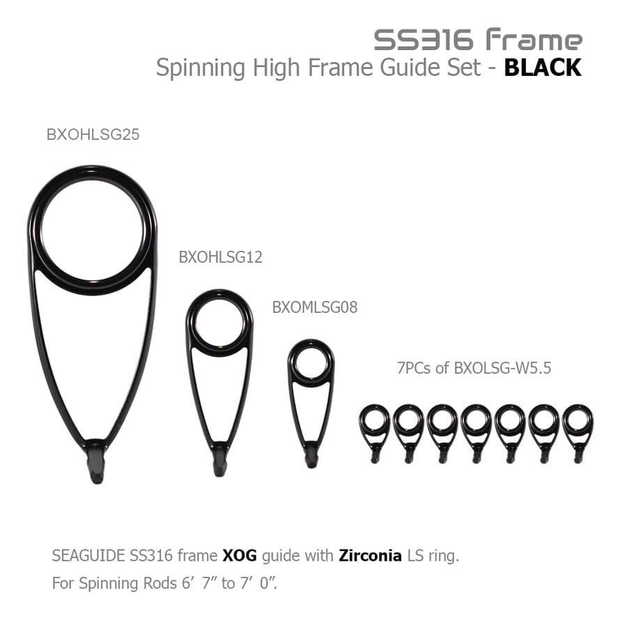 Seaguide Spinning High Frame Guide Set 7'0" Zirconia Ring LS
