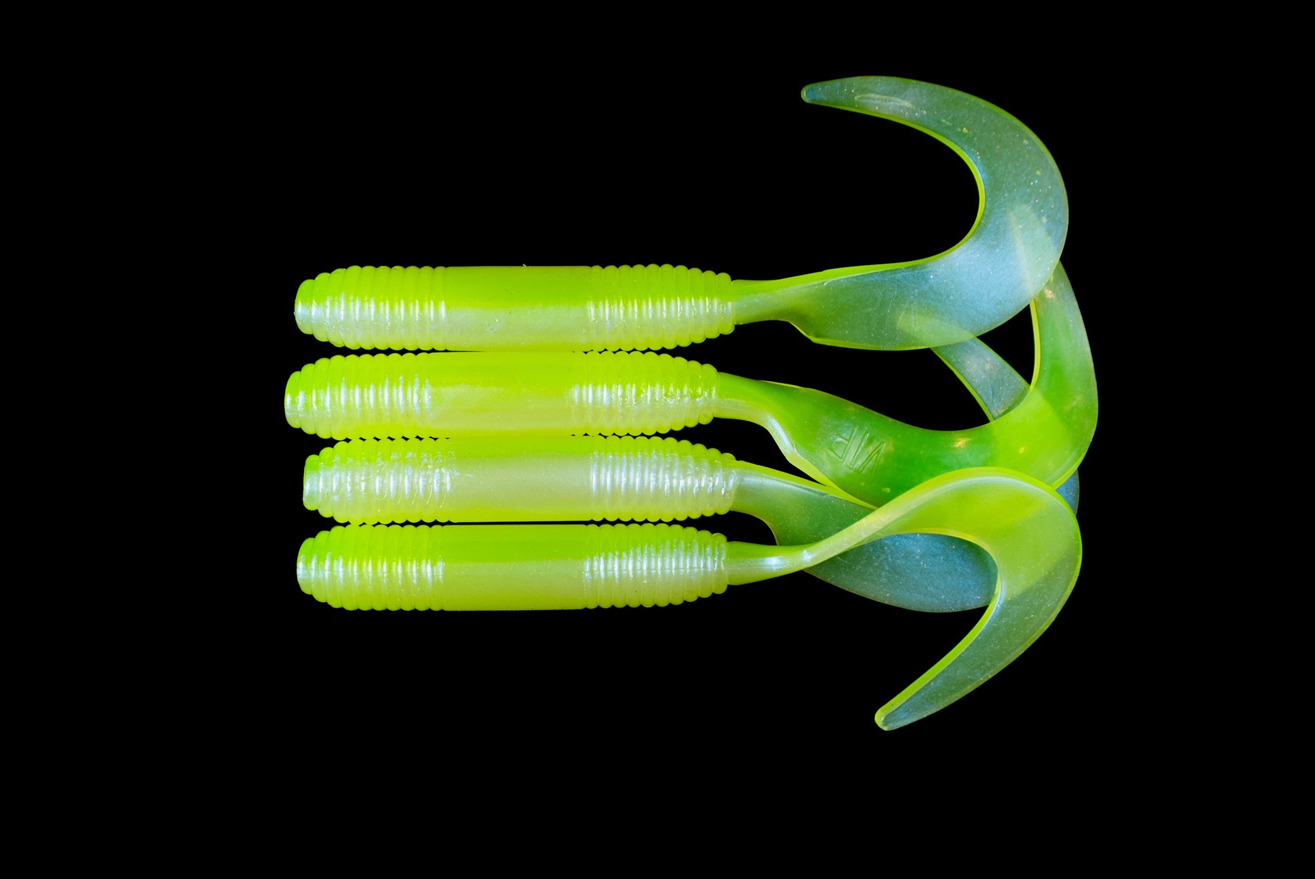 6" "Chartreuse Pearl" Curly Tail - (Single Bait)